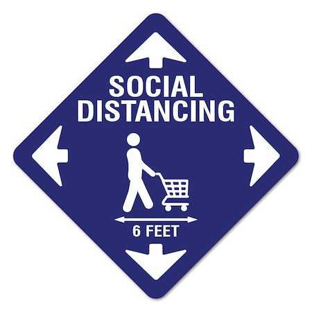 Social Distancing Cart Non-Slip Floor Graphic, 16in Vinyl Decal, 12PK